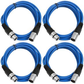 Seismic Audio - SAXLX-10-4 Pack of 10' XLR Male to XLR Female Patch Cables - Balanced - 10 Foot Patch Cord - Black and Red