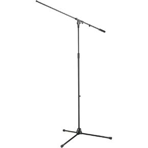 K&M König & Meyer 21021.500.55 Overhead Microphone Stand | Long Boom Arm | T-bar Locking Mechanism | Heavy Duty Folding Tripod Base | Compact For Travel / Storage | German Made | Black