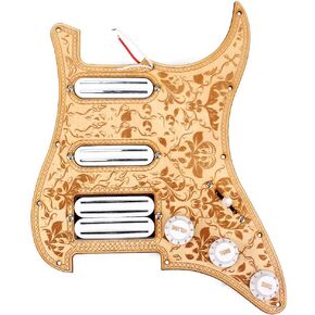 Alnicov 3-Ply SSH Prewired Loaded Pickguard Set Alnico V Humbucker Pickups Maple Pickguard Back Plate Scratch Plate for Strat ST Style Electric Guitar