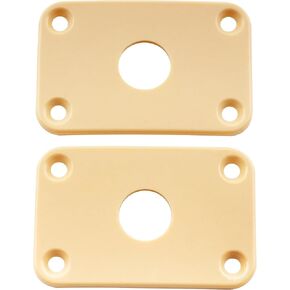 Musiclily Pro Plastic Curved Jack Plate Rectangular Jackplates for Electric Guitar, Black (Set of 2)