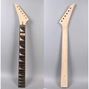 DIY Electric Guitar Neck 22 Fret 25.5inch Maple Rosewood Fretboard Locking Nut Jackson Reversed Head Unfinished Guitar Neck Replacement (22 Fret 25.5inch)