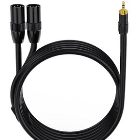 MOTONG XLR to 3.5mm Splitter Cables, TRS Stereo Male to Dual XLR Male Interconnect Audio Microphone Cable, Y Splitter Adapter Cable (Male to Dual Male)