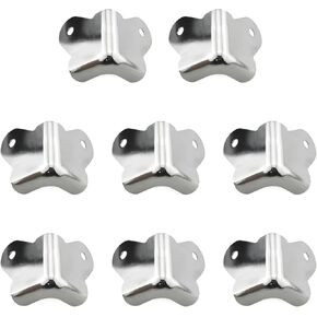 8PCS Speaker Cabinet Protective Metal Corners Stage Audio Iron Box Accessories Electroplated Double Claw Butterfly Corner Iron Corner Guard Silver Color Suitable for Sound Systems Wooden Boxes