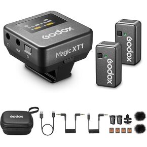GODOX Magic XT1 Wireless Lavalier Microphone Lighting Adapter Cable, 2.4G Wireless 200m(656ft) Range, Touchscreen Receiver, Noise Cancellation Wireless Microphone