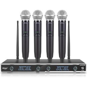 D Debra Audio D-440 UHF 4-Channel Wireless Microphone System with 4 Cordless Mics, Home Karaoke KTV Set, Ideal for Party, Church, Weddings, Stage, DJ, Outdoor, 300 Ft (4 Handheld)