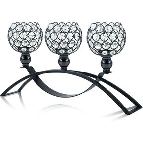 حاملات شموع كريستال، حامل شمعدان Tealight مع 3 أذرع، حامل شموع لديكور المنزل والزفاف/ديكور الحفلات المركزية للطاولة (ذهبي)
