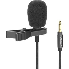 Cubilux 3.5mm TRRS Lavalier Microphone, Omnidirectional Mini Microphone for Interviews, Lapel Microphone for Recording/Live Streaming/Vlog/Podcasting, Clip on Microphone for iPhone/Android-1.5M
