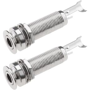 The Lord of the Tools 2PCS Cylinder End Pin Output Jack 1/4 Inch 6.35mm Stereo Barrel Endpin Jack Socket for Guitar Bass Instruments Accessories Silver