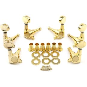 Swhmc 6pcs 3L3R Tuning Key Peg, Semi-Closed Guitar Tuners String Tuning Pegs Machine Head Tuners for Acoustic or Electric Guitar, Gold
