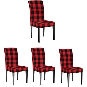 XMNTG Set of 2 Buffalo Check Chair Covers Black White Plaid Stretch Newest Chair Covers Universal Dining Room Chair Covers Removable Washable Furniture Protector for Kitchen Hotel Banquet (2, Black)