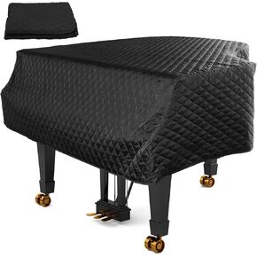 Leather Grand Piano Cover, 63×59.1" Waterproof Grand Piano Protective Cover, Double-Layer Dustproof Piano Cover with Soft Lining, Large Elegant Black Grand Piano Cover