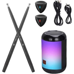 Virtual Air Drum Set, Electric Air Drum Sticks Kit RGB Lights with Drumsticks Pedals Coloring Speaker Professional Percussion Experience Drum for Beginners Adults Kids