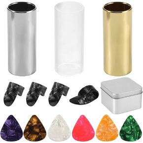 13pcs Guitar Slide Kit, Including 3 Guitar Slides, 6 Guitar Picks And 4 Finger Cots Guitar Finger Slide for Electric And Acoustic Guitar Guitar Accessories for Guitarists And Guitar Beginners