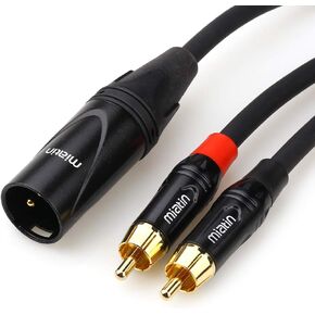 Unbalanced Dual RCA to XLR Male Y Splitter Patch Microphone Cable, XLR Male to 2RCA Male Y Adapter Cord Cable 3Meters/10Feet