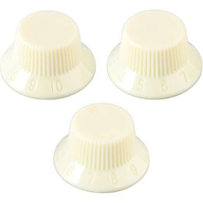 3Pcs Guitar Control Knob 1 Volume 2 Tone Guitar Tone Control Top Knob Replacement Plastic Guitar Bass Accessory (White)