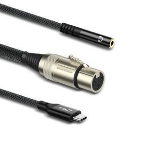 J&D USB C to XLR Female Microphone Cable with 3.5mm Female Headphone Jack Headphone Monitoring XLR to USB-C Digital Interface with Headphone Jack, 3.3 Feet