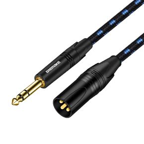 DREMAKE TRS 1/4 to XLR Microphone Cable, 6.5mm Male to XLR Male Balanced Audio Cord, 10FT XLR 3-Pin to 6.35mm Stereo Plug Interconnect Cable for Speaker System, Stage Lighting, Studio Sound Console