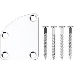 Banworks Guitar Neck Plate 4 Holes Semi Round Curved Edge Neckplate Metal Guitar Reinforcement Neck Plate Neck Joint Back Mounting Plate for Fender Strat Tele Electric Guitar JT/JQB-02 Black