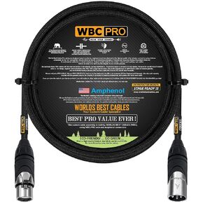 3 Foot - WBC-PRO-Quad Ultra-Silent Ultra-Flexible Balanced Star-Quad Cable with Amphenol Male & Female XLR Plugs & Black Tweed Jacket