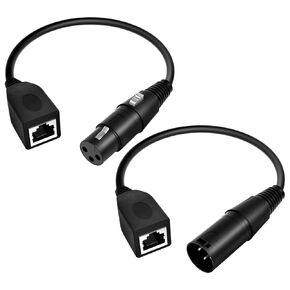 3 Pin XLR to RJ45 Adapter 【Upgraded】1ft RJ45 to 3 Pin for DMX Male Adapter 3 Pin DMX Cable 1ft for DMX-CON Controller Series Stage and Recording Studio XLR 3 Pin to RJ45 Male and Female Adapter (4)