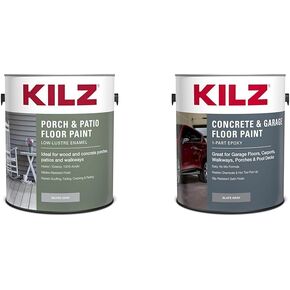 KILZ Low-Lustre Enamel Porch & Patio Latex Floor Paint, Interior/Exterior, Silver Gray, 1 Gallon