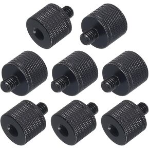 MECCANIXITY 8Pcs Mic Stand Adapter 1/4 Female to M6 Male Camera Screw Thread Adapter for Microphone Tripod Stand Black
