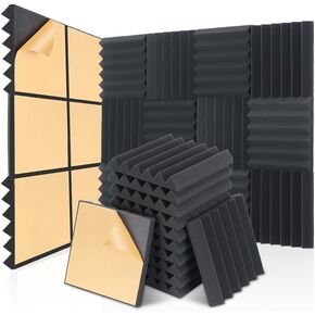 36 Pack Sound Proof Foam Panels for Walls 12" X 12" X 2" Pyramid Acoustic Foam Panels with Self-Adhesive High Density Soundproof Wall Panels for Studio and Home