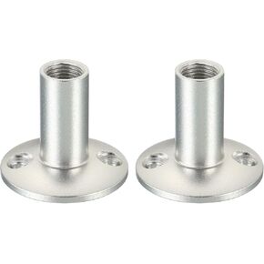 PATIKIL Microphone Flange Mount, 2 Pack M10 Fine Thread Female Thread Nut Screw Round Base for Microphone Gooseneck Hose Adapter, Black