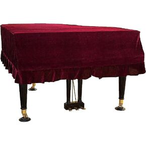 J&C Grand Piano Cover 220G Thicker Pleuche Cloth Golden Velvet 5ft 5.5ft 5’8ft 6ft 6.8ft 7.5ft 8 ft Dust-proof Anti-static Universal Covers Violet Purple 5 -5.3ft