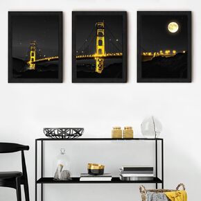 Framed Wall Art Paris Decor Eiffel Tower Wall Art for Bedroom Black and White Wall Art for Living Room Wall Art Decor Bathroom Decor Wall Art 3 Piece 12x16 in Picture Frame Black Wall Art (Paris