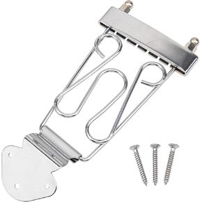 1Pcs Yootones 6 String Trapeze Tailpiece Guitar Bridge with Screws Compatible with Jazz Archtop Electric Guitars (Silver)