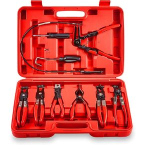 Orion Motor Tech 9pc Hose Clamp Pliers, Hose Clamp Remover Kit with Flexible Wire Long Reach Hose Clamp Clic R Type Swivel Jaw and Flat Band Pliers for Coolant Radiator Heater and Water Hose in Kuwait