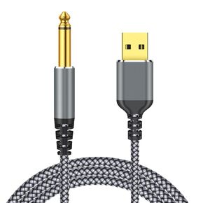 USB Guitar Cable, 4FT USB A Male to 6.35mm TS Mono Guitar Cable, Guitar 1/4 Inch TS to Computer USB Interface Cable Adapter for nstruments Recording Singing, Bass/Electronic Guitar/Piano/Drums