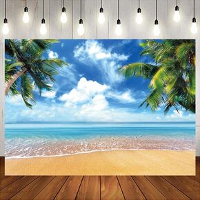LTLYH 7x5ft Hawaiian Beach Ocean Backdrop, Summer Tropical Luau Party Background ，Palm Tree Sea Backdrop Banner for Photoshoot 263