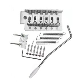 Electric Guitar Bridge Tremolo System Set with 6mm whammy Bar for 6 String Strat Guitar Tailpiece Replacement, Chrome