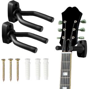 5 CORE Guitar Wall Mount Hanger Auto Locking Wall Hook with Metal Base Soft Padding Adjustable Rotatable Holder for Acoustic Classical Electric Bass Guitars - GH ABS 1 Pc