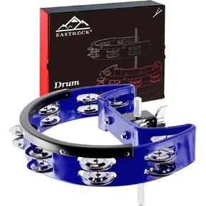 EASTROCK Drum Set Tambourine with Mounting Eye Bolt,Tambourine for Drum Set,Hi Hat Tambourine Double Rows of Jingles(Black)