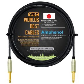 WORLDS BEST CABLES 8 Foot – Pedal, Effects, Patch, Instrument Cable Custom Made Using Mogami 2319 Wire & Amphenol ACPM-GN-AU M-Series Straight Gold TS Plugs