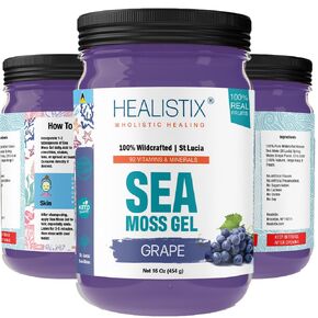 Healistix Strawberry Irish Sea Moss Gel- St Lucia Wildcrafted Seamoss Gel, Packed with 92 Vitamins - Superfood for Immune Support, Non-GMO, Keto, Vegan