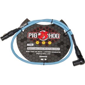 Pig Hog PHMH3DBR Hex Series 3-Feet XLR - Right Angle Microphone Mic Cable XLR Connectors - Daphne Blue