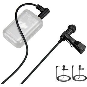 2-Pack Lavalier Microphone Compatible with DJI Mic 2 / Mic 1 and Rode Wireless Pro/Wireless Go ii 2 Microphone System Transmitters - 3.5mm Omnidirectional Lapel Lav Mic for Vlog Interview