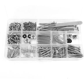 Alnicov Guitar Screw Kit,254 Pieces 9 Types Guitar Screw Assortment Set with Springs for Electric Guitar Bridge,Pickup,Pickguard,Tuner,Switch,Neck Plate,Guitar Strap Buttons and a Tweezers(Silver)