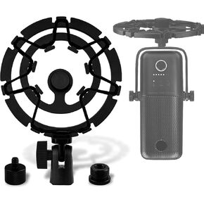 Geekria for Creators Microphone Shock Mount Compatible with Elgato Wave Neo, Wave DX, Wave: 1, Wave: 3, Mic Anti-Vibration Suspension Adapter Clamp Mic Holder Clip (Metal/Black)
