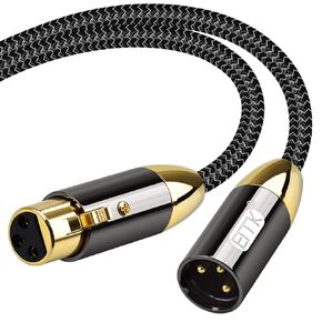 EMK XLR Microphone Cable XLR Male to XLR Female 3-Pin Balanced Behringer Mixer Speaker Cable Equalizer Mic Preamplifier Cable Compatible with Speaker Systems(6 Feet/2M, XLR Male to Female Black)