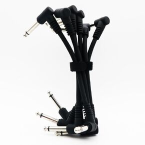 Aestivate 6 Inch Guitar Patch Cable TS 1/4" Right Angle Instrument Cable Colored Guitar Pedal Cable Effect Cable Cord 6-Pack (Rainbow)