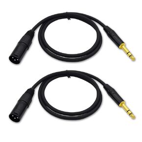 XLR to 1/4 Cable,1/4 Inch TRS to XLR Male Plug Stereo XLR Cables, Balanced Interconnect Microphone Mic Cable for Audio Speaker Studio-2 Pack 3ft Foot Input Patch Cords