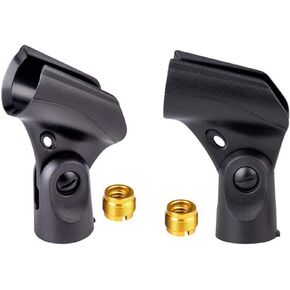 Universal Wired Microphone Clip Holder Stands with 5/8" Male to 3/8" Female Nut Adapters for Handhold Microphone Black 2 Set