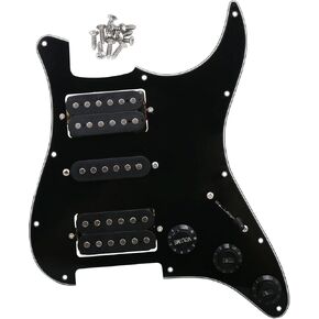 logyues Loaded Prewired Pickguard Guard Plate with HSH Preload Pickup for Electric Guitar (Black)