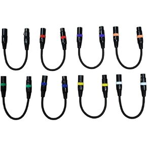 Audio 2000s 8 Pack 1 Ft XLR Male to Female Microphone Cable E-02101-E8