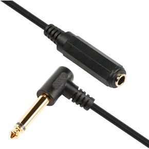PNGKNYOCN Right Angle 1/4 TS Guitar Cable 90 Degree 6.35mm Mono Male to Female Extension Cable for Amplifiers,Guitars,Pianos,Home Theater Equipment Etc. （50cm）